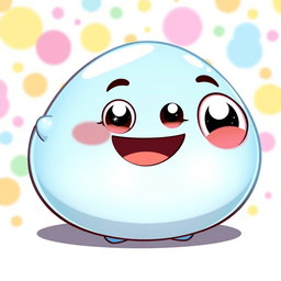 A bright light blue, fat, blobby creature filled with happiness, featuring a smooth, rounded body and a big, cheerful face