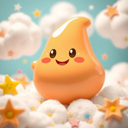A cheerful anthropomorphic blob in a hazel color, characterized by a smooth, rounded shape and a glossy surface