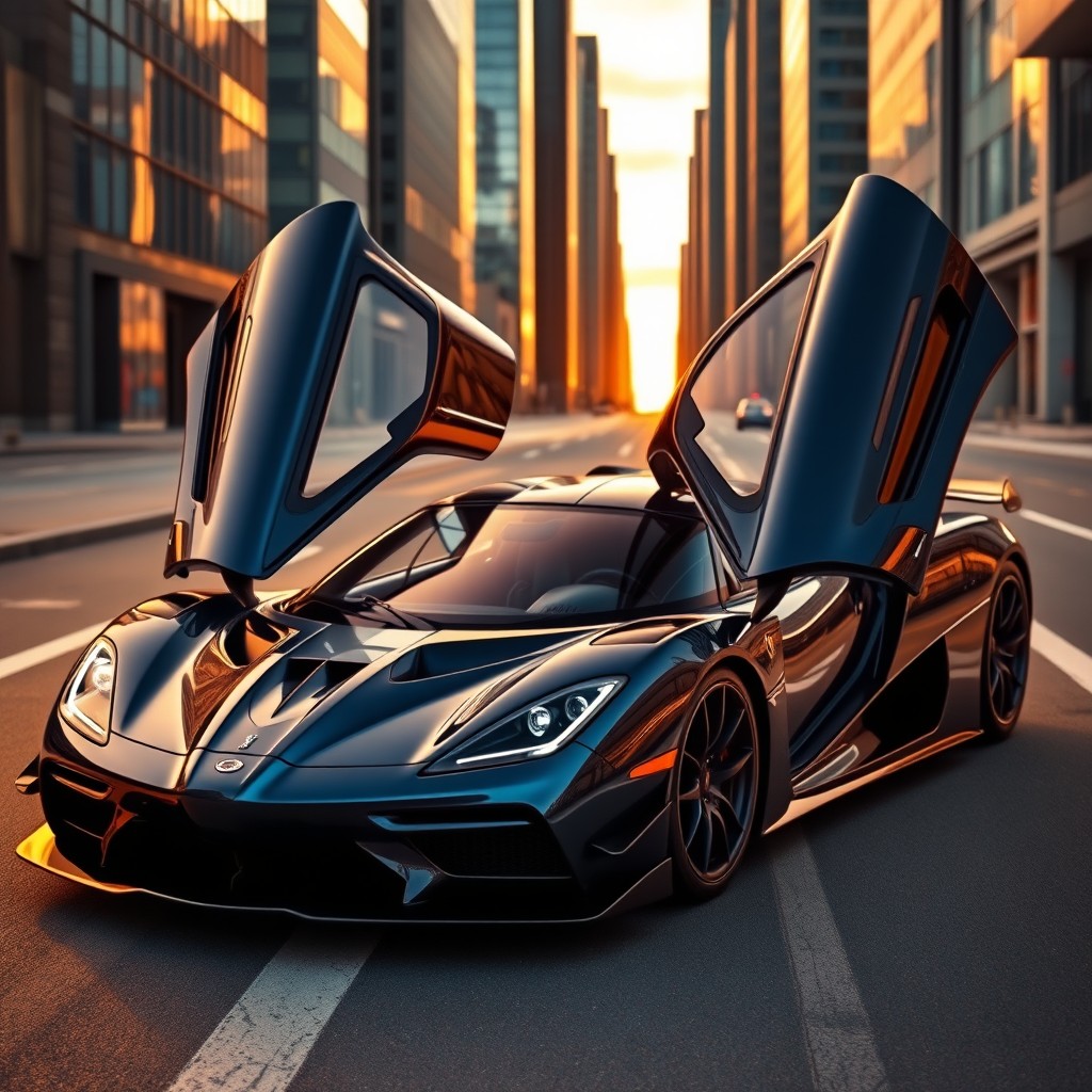 A hypercar that resembles the Koenigsegg Agera, showcasing sleek aerodynamic lines and an elegant design