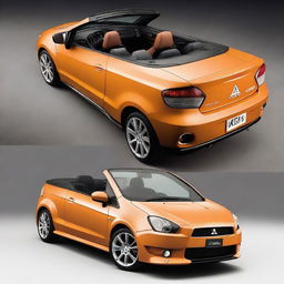 This is a high-resolution photograph of a tuned Mitsubishi Colt CZC convertible in a bright, eye-catching color