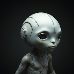 A unique creature with a distinct halved dome-shaped head in shades of grey, reflecting a robotic yet organic aesthetic