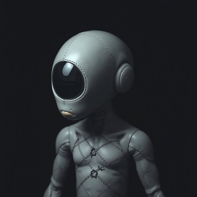 A unique creature with a distinct halved dome-shaped head in shades of grey, reflecting a robotic yet organic aesthetic