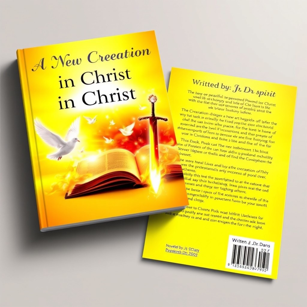 A vivid and inspiring book cover for a Christian novelette titled 'A New Creation in Christ'