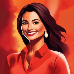 A high-quality digital art piece showcasing a Latina woman with a confident smile