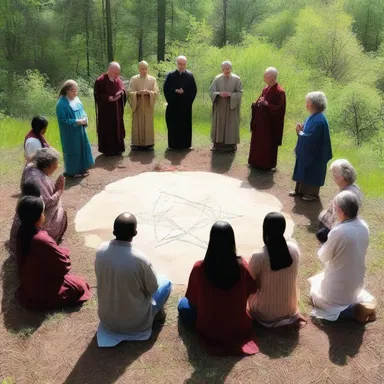 The prayer circle gathered to hold back evil spirits from entering the sacred space.
