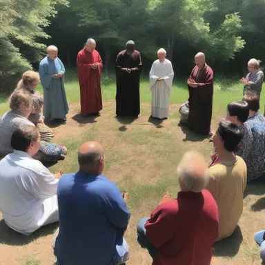The prayer circle gathered to hold back evil spirits from entering the sacred space.