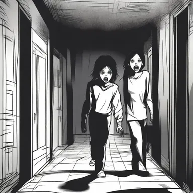 The protagonist tried to hold back their screams as they walked through the dark, haunted house.