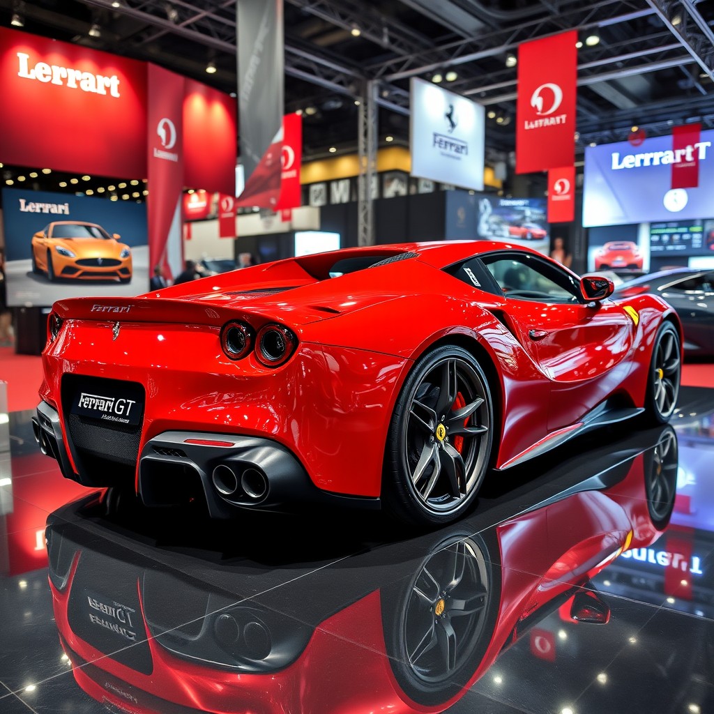 A highly detailed and striking image of a Ferrari VGT show car, showcasing its sleek and aerodynamic design