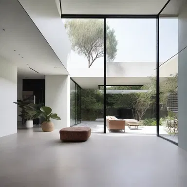 The minimalist design of the house emphasizes the use of open spaces and holds back from using excessive decoration.