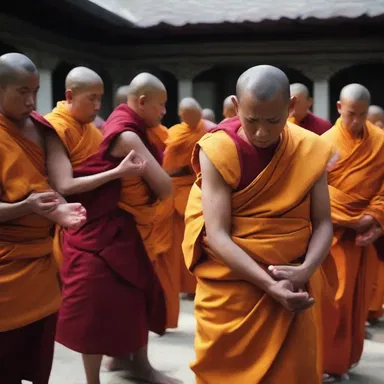 As part of their spiritual practice, the monks try to hold back their desires and refrain from material attachments.