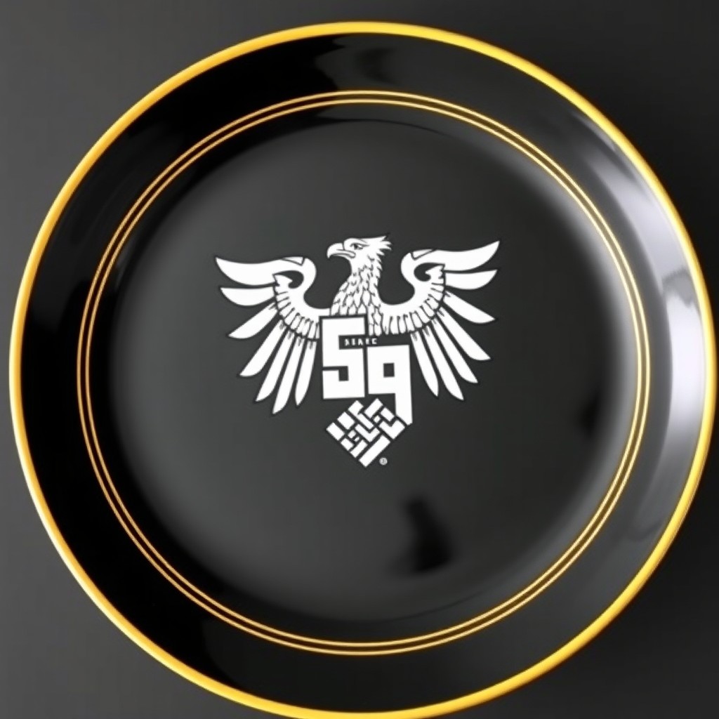 A round plate with a diameter of 33 centimeters featuring a prominent German eagle at the top