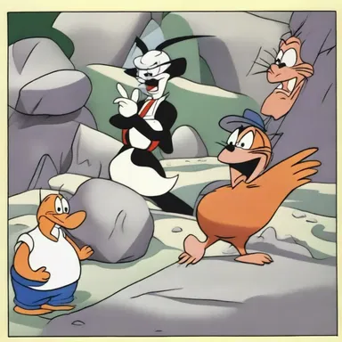 In the Looney Tunes episode, the characters would comically lapidate each other with a barrage of stones.