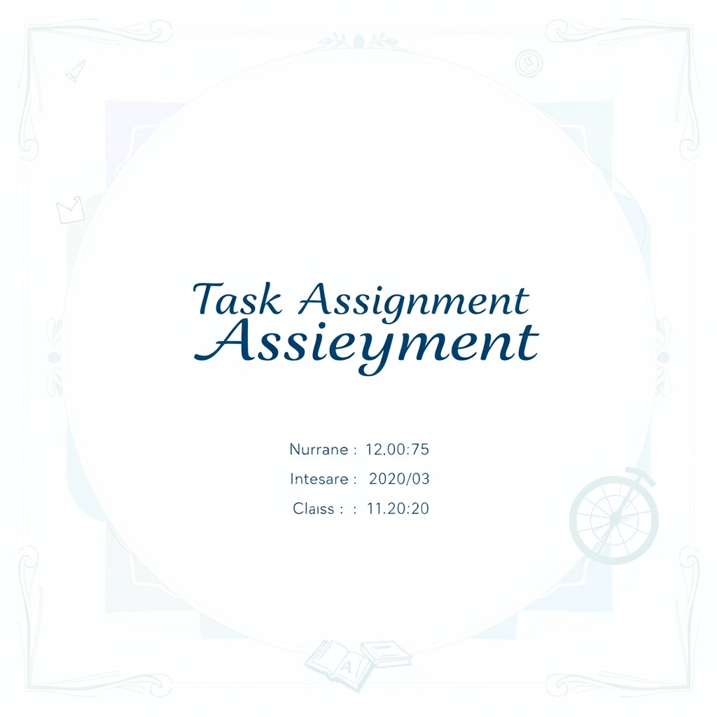 A beautiful and artistic task cover page designed for a school assignment