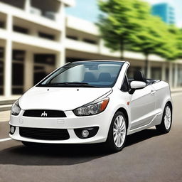 This is a high-quality photograph that presents a tuned Mitsubishi Colt CZC convertible