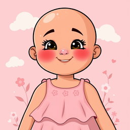 A delightful, chubby woman character with smooth, bald skin, embodying a sense of warmth and friendliness