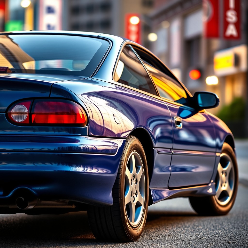 A 1998 Chevrolet Cavalier in a stunning dark candy blue color, showcasing its sleek and sporty design