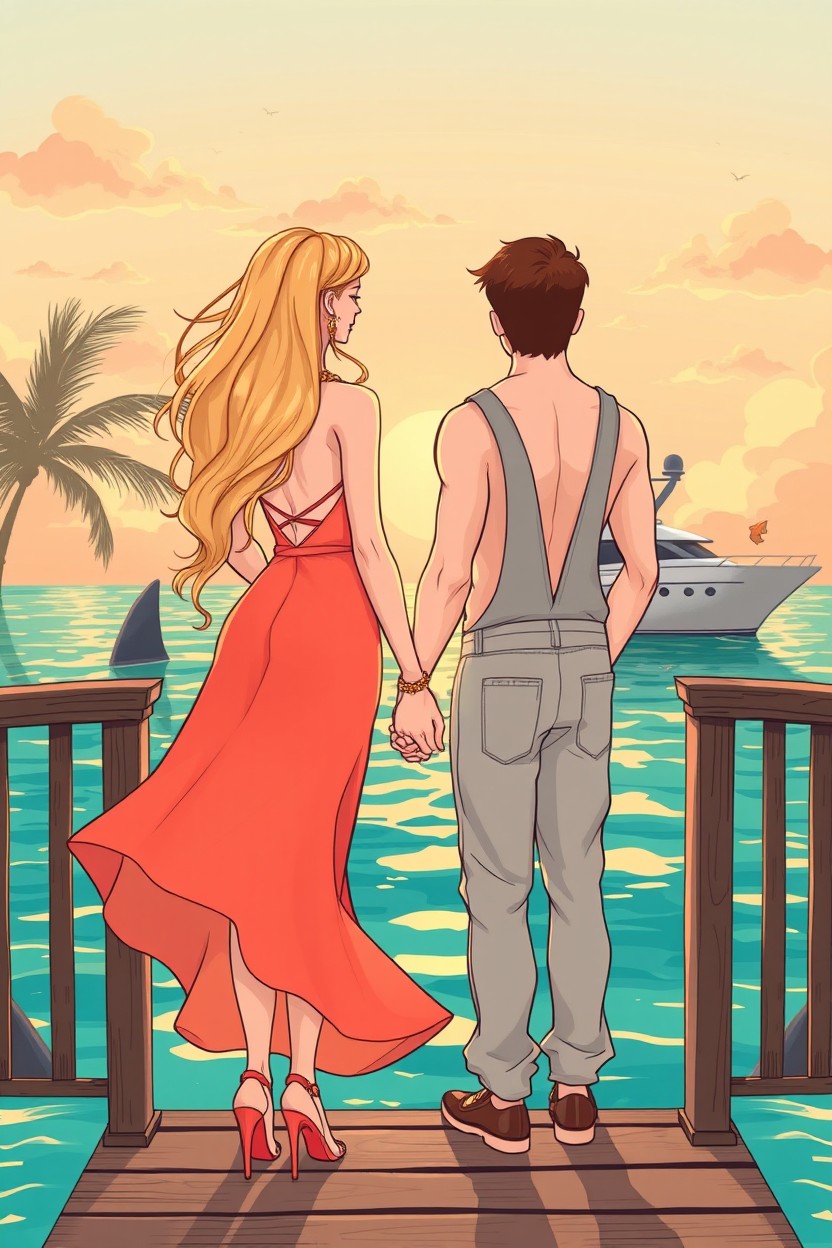 A romantic thriller suspense illustrated book cover in a pastel romcom style, inspired by “Pilot Suamiku”