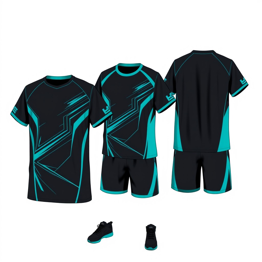 A dynamic and stylish full summer school sports uniform consisting of a crew neck T-shirt and shorts