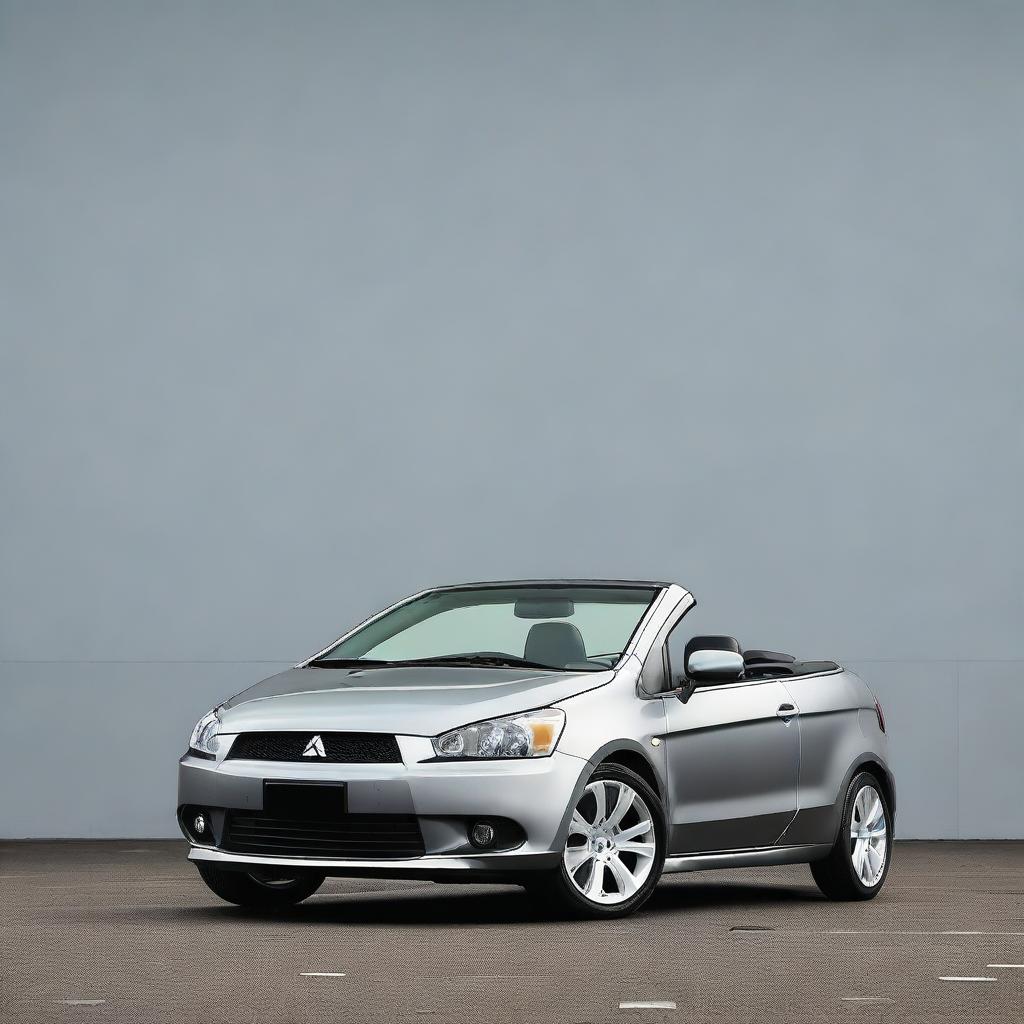 This is a high-resolution photograph of a custom Mitsubishi Colt CZC convertible, painted in a sophisticated bright grey color