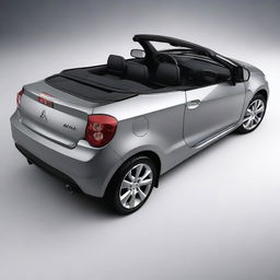 This is a high-resolution photograph of a custom Mitsubishi Colt CZC convertible, painted in a sophisticated bright grey color