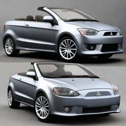 This is a high-resolution photograph of a custom Mitsubishi Colt CZC convertible, painted in a sophisticated bright grey color