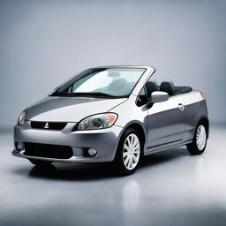 This is a high-resolution photograph of a custom Mitsubishi Colt CZC convertible, painted in a sophisticated bright grey color