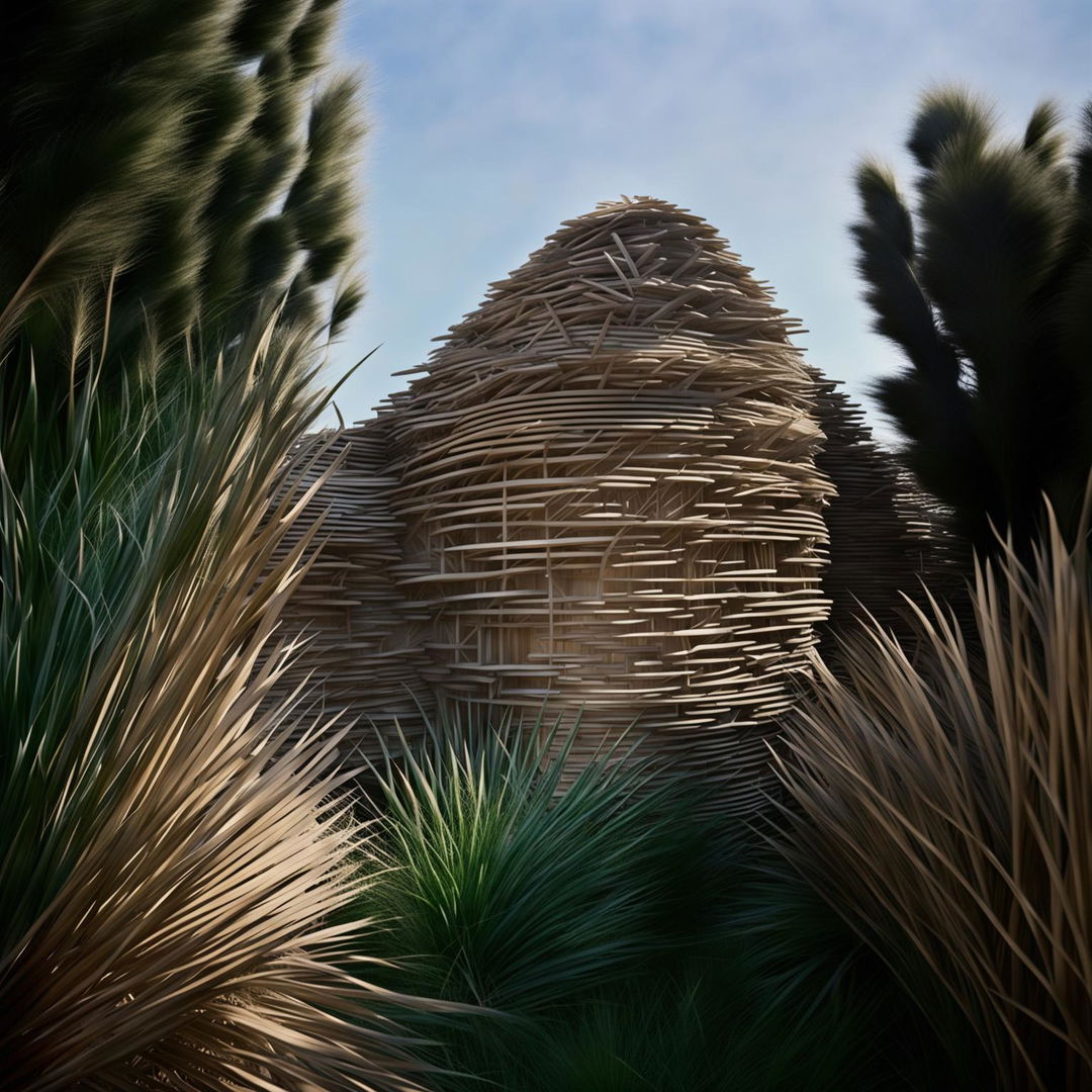 This high-definition photograph, taken with a 32mm lens, showcases a unique architectural building inspired by Toyo Ito's designs