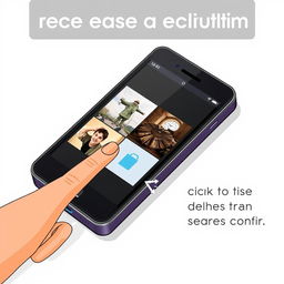 An informative and visually engaging illustration showing the steps to erase a file in a gallery on a smartphone