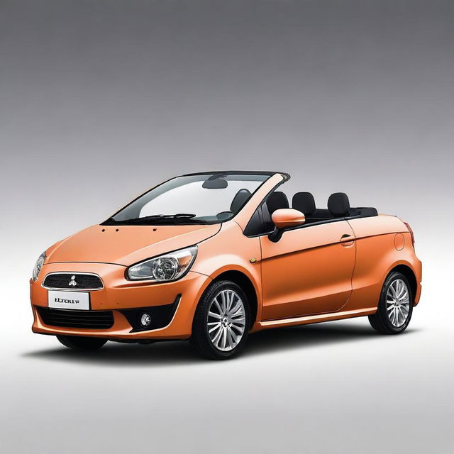 This is a high-quality photograph of a Mitsubishi Colt CZC convertible, painted in a unique matte apricot color