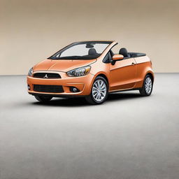 This is a high-quality photograph of a Mitsubishi Colt CZC convertible, painted in a unique matte apricot color