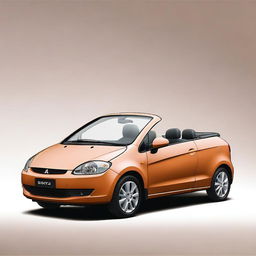 This is a high-quality photograph of a Mitsubishi Colt CZC convertible, painted in a unique matte apricot color