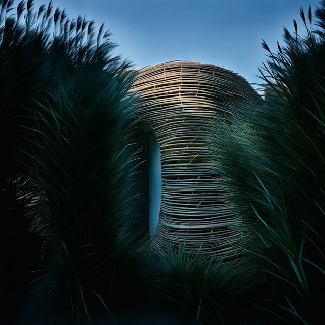 This high-definition photograph, taken with a 32mm lens, showcases a beautiful architectural building inspired by Toyo Ito's designs