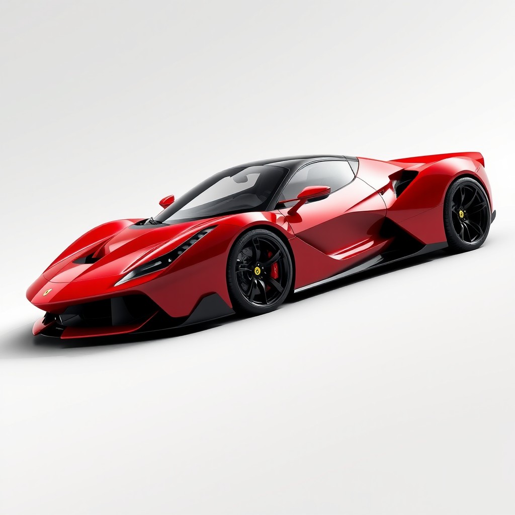 A sleek and futuristic car design blending the front of a Ferrari 458 Italia with the body of a Ferrari 512 TR
