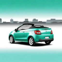 A high-resolution photograph depicts a 2008 Mitsubishi Colt CZC convertible in a stunning shade of turquoise