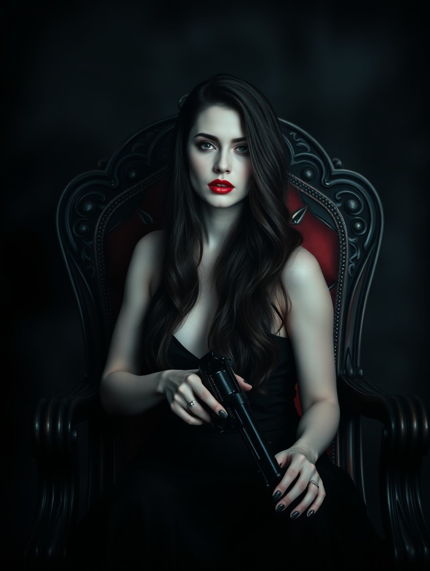 A dark romance scene with the upper part enveloped in shadowy darkness, creating an eerie atmosphere