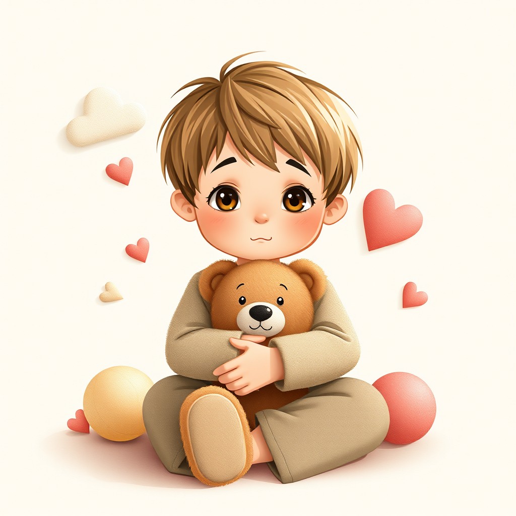 A square cover for a children's book featuring a boy aged 7-8 years old with natural child proportions
