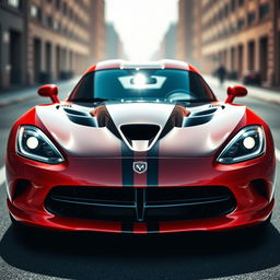 Un Dodge Viper en su formato original, enfocado desde el frente con una mirada agresiva y poderosa
