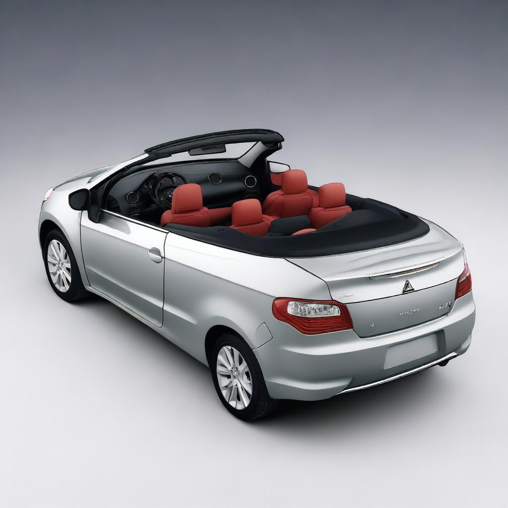 A high-definition photograph showcasing a 2008 Mitsubishi Colt CZC convertible in a light gray color