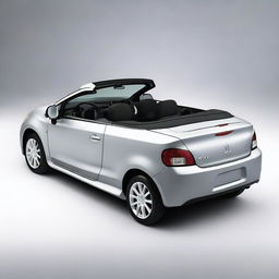 A high-definition photograph showcasing a 2008 Mitsubishi Colt CZC convertible in a light gray color