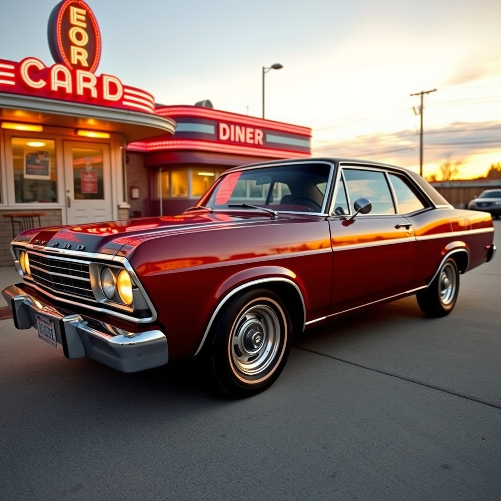 A classic 1975 Ford, showcasing its iconic vintage design with a glossy, polished finish