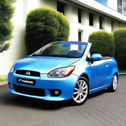 This is a high-resolution photograph featuring a 2008 Mitsubishi Colt CZC convertible