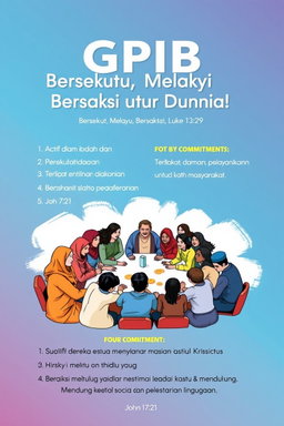A visually engaging poster featuring a diverse group of people from various backgrounds sitting together around a large communion table, symbolizing unity and fellowship as referenced in Luke 13:29