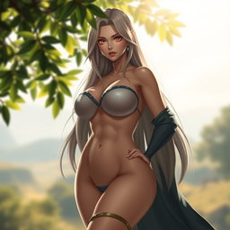 A sensual artistic portrayal of Tsunade, designed with an emphasis on her strong and voluptuous form