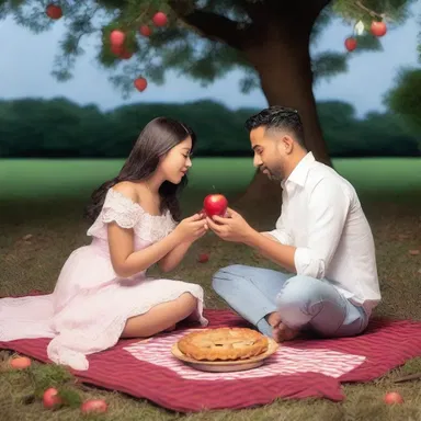 Under the moonlit sky, the couple shared a picnic in the park and indulged in a slice of homemade rose apple pie, savoring its delicate flavors and strengthening their bond of love.