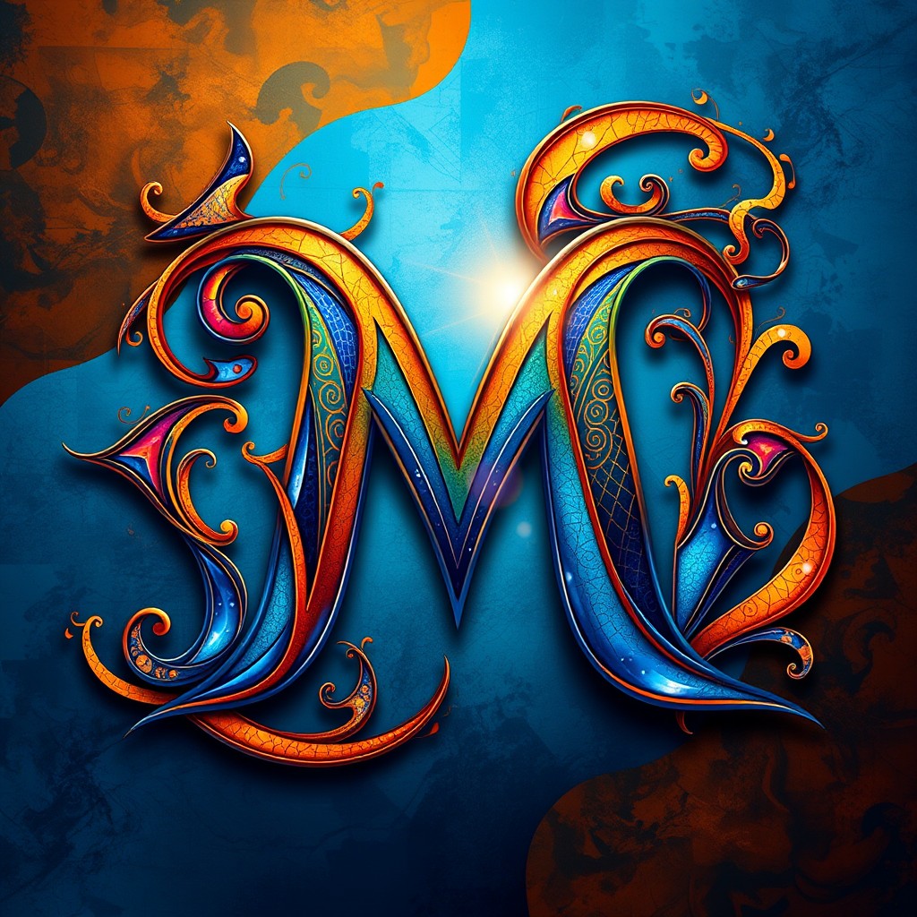 A captivating abstract artwork symbolizing the letter 'M'