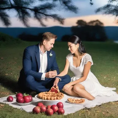 Under the moonlit sky, the couple shared a picnic in the park and indulged in a slice of homemade rose apple pie, savoring its delicate flavors and strengthening their bond of love.