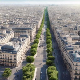 Realistic, high-resolution 8k rendering of Paris. Capture every detail, from the iconic Eiffel Tower to the quaint cafés dotting its cobblestone streets.