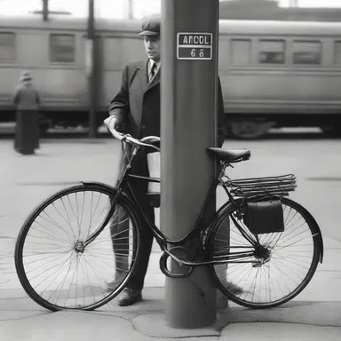 During World War II, bicycle racks were installed at train stations to encourage people to use bicycles for transportation