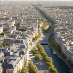 Realistic, high-resolution 8k rendering of Paris. Capture every detail, from the iconic Eiffel Tower to the quaint cafés dotting its cobblestone streets.