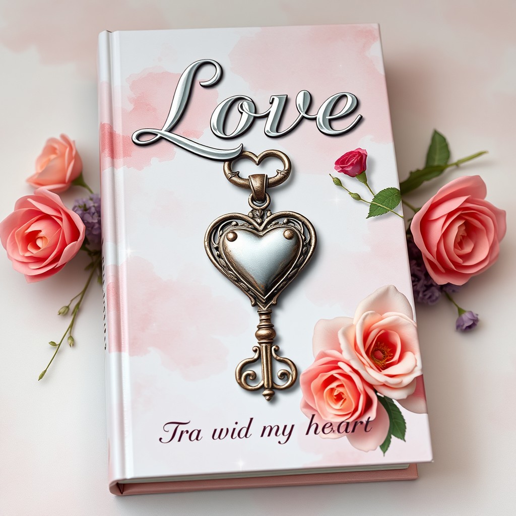An enchanting book cover featuring the title "Love: The Key to My Heart" prominently displayed